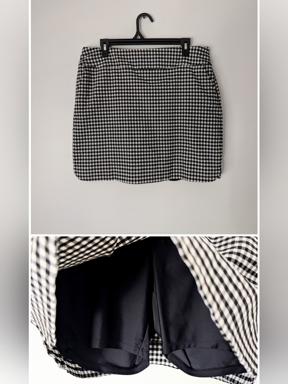 Stretchy Gingham Skort With Pockets Size 12
